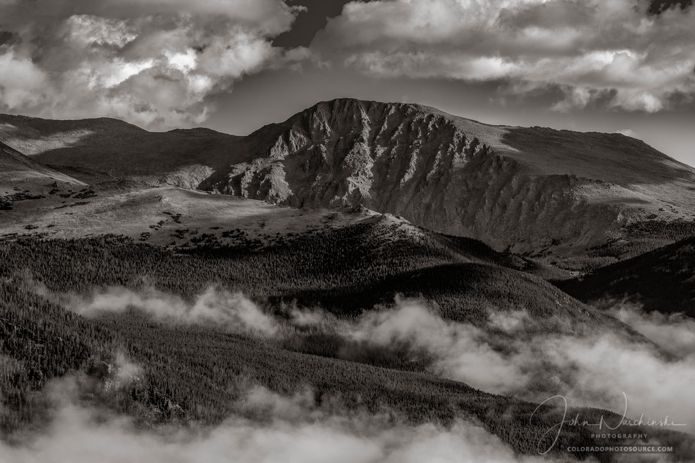 Black and White Photo of Mt Chapin in the Mummy Range - RMNP Colorado