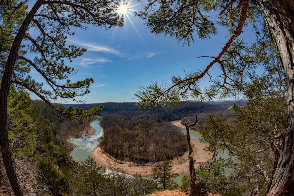 Red Bluff    Buffalo River Horseshoe Bend With Sunburst 0612 Photography Art | Koral Martin Fine Art Photography