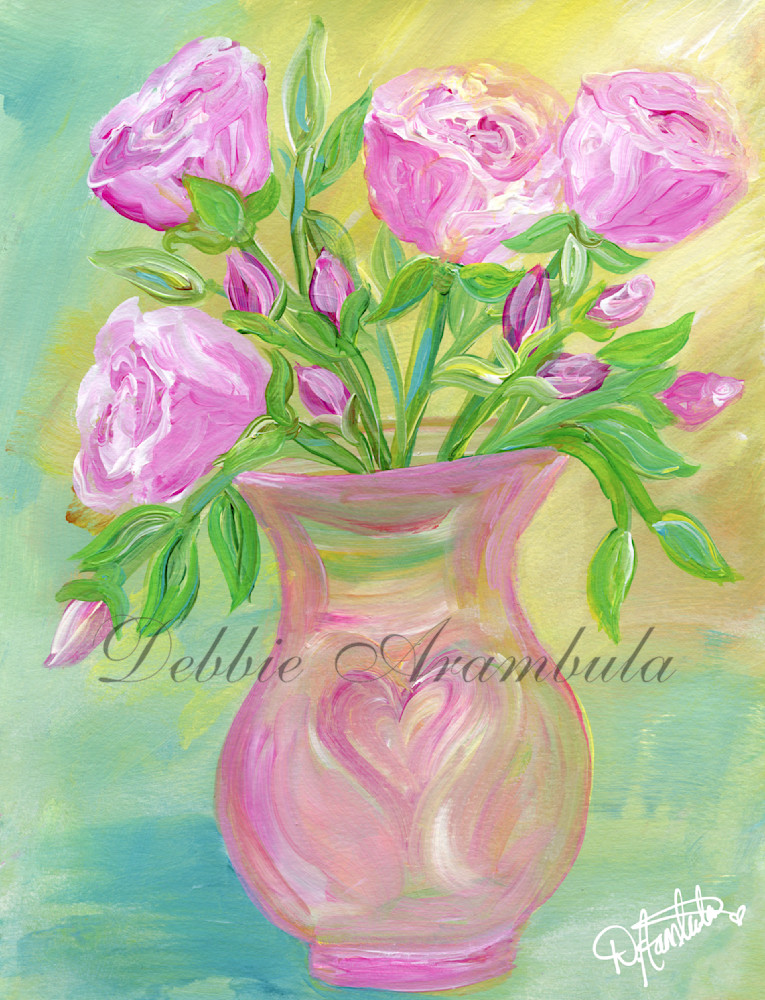 Pink Rose Buds In Bloom  Art | Heartworks Studio Inc