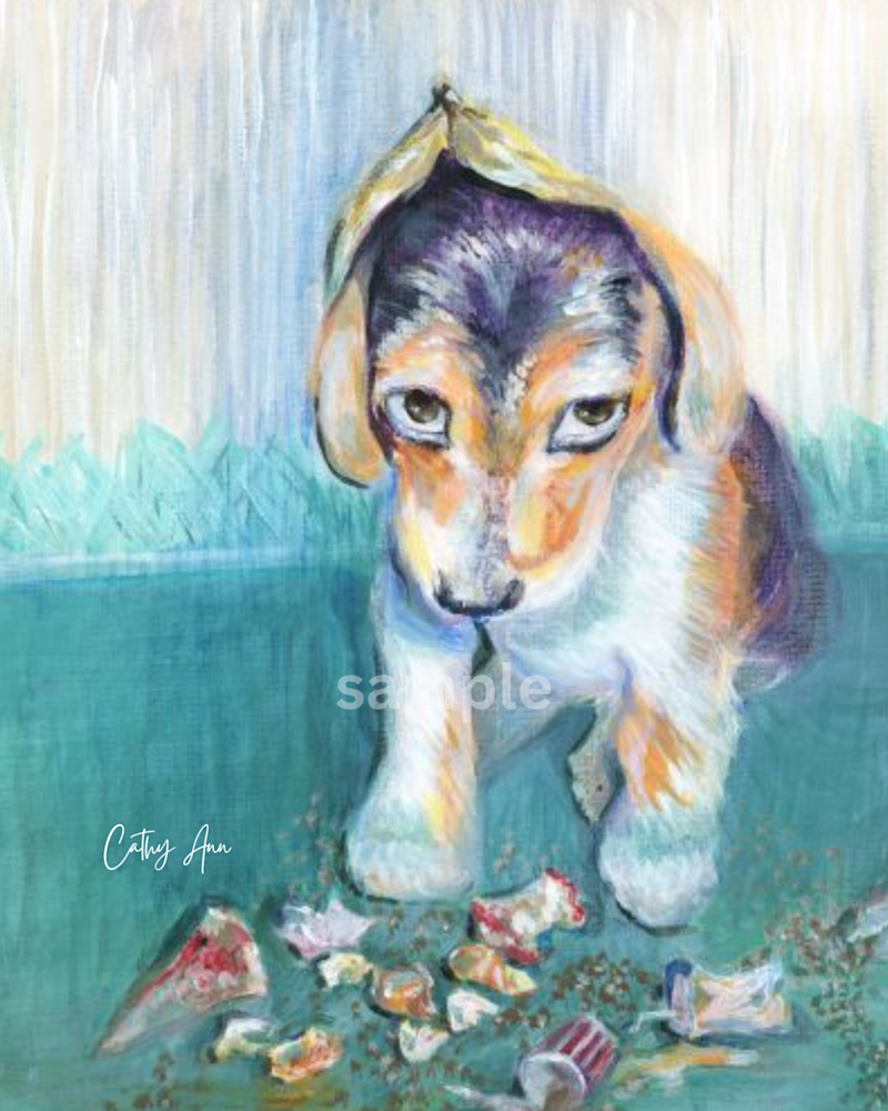 Garbage Dog   Acrylic (Print) Art | Cathy Ann's Art