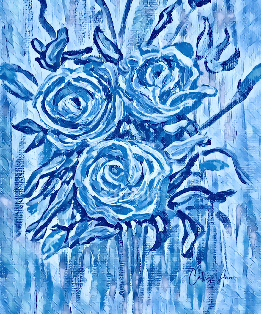 Three Roses   Blue Art | Cathy Ann's Art