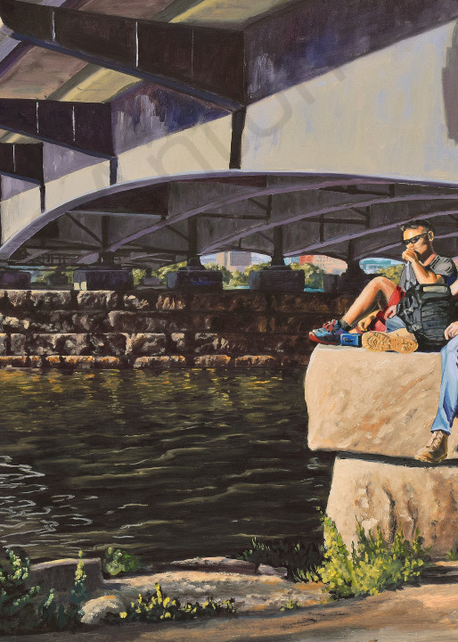 Under Harvard Bridge by artist, Anton Uhl