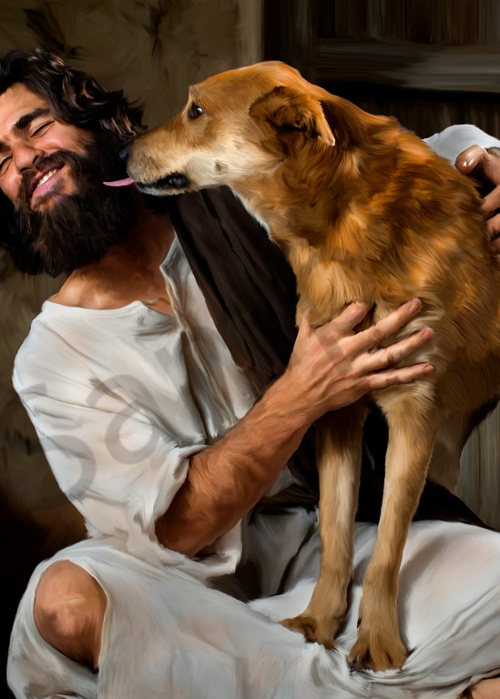 Joyous Jesus gets a kiss