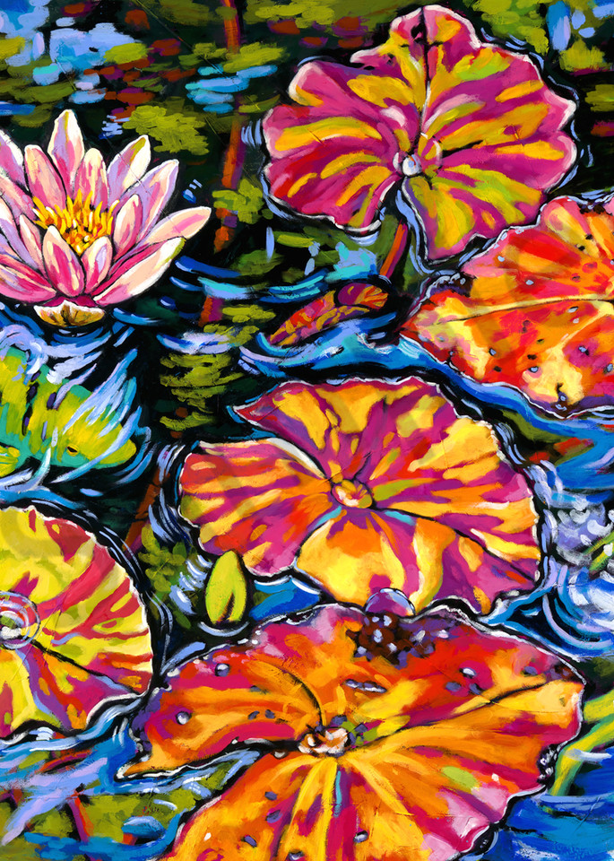 Lilies Dance With Koi Art | Sally C. Evans Fine Art