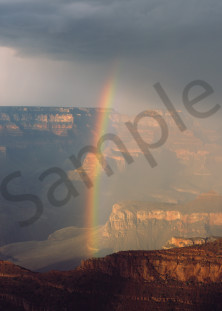Rainbow and Summer monsoon rain storm over Grand Canyon from Mather Point, Grand Canyon National Park, Arizona