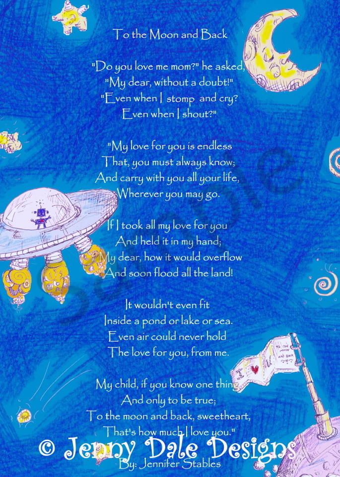 Outer Space Scene I Love You To The Moon And Back Blue Background Art Jenny Outer Space Scene I Love You To The Moon And Back Blue Background Art Jenny