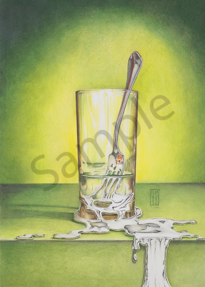 Glass With Melting Fork Art | Melissa A Benson Illustration