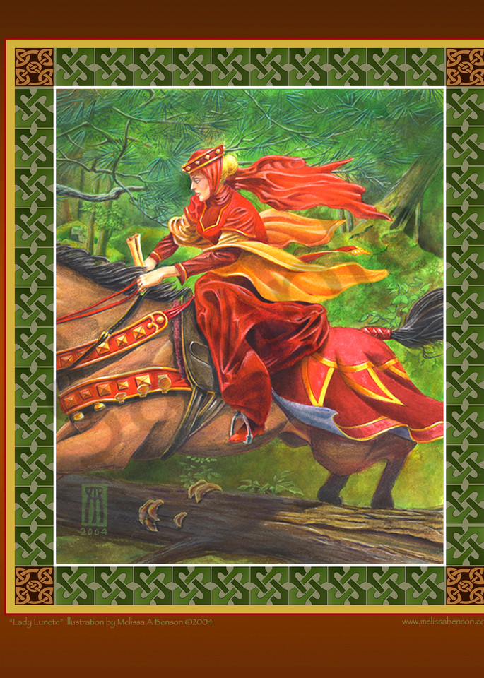 Lady Lunete role playing game print with digital Celtic border