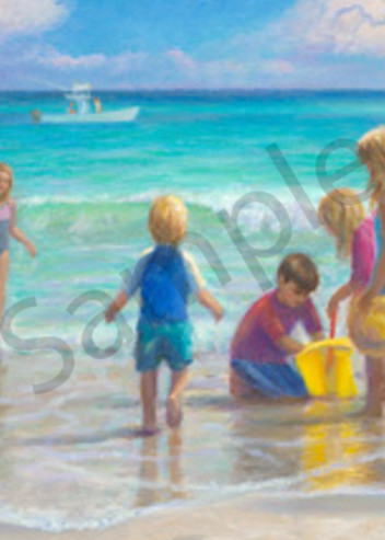 Kids On The Beach Art | Sally C. Evans Fine Art