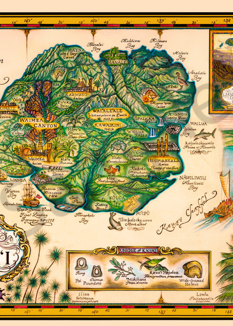 Historical Maps | Map of Kauai by Blaise Domino