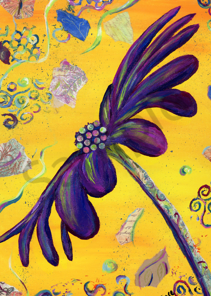 Party Daisy, a fun, colorful mixed-media original acrylic painting by artist Mary Anne Hjelmfelt