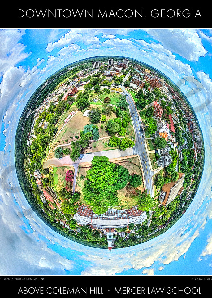 Little Planet Of Downtown Macon Above Coleman Hill Park In Macon, Ga Photography Art | Najera Design, Inc.