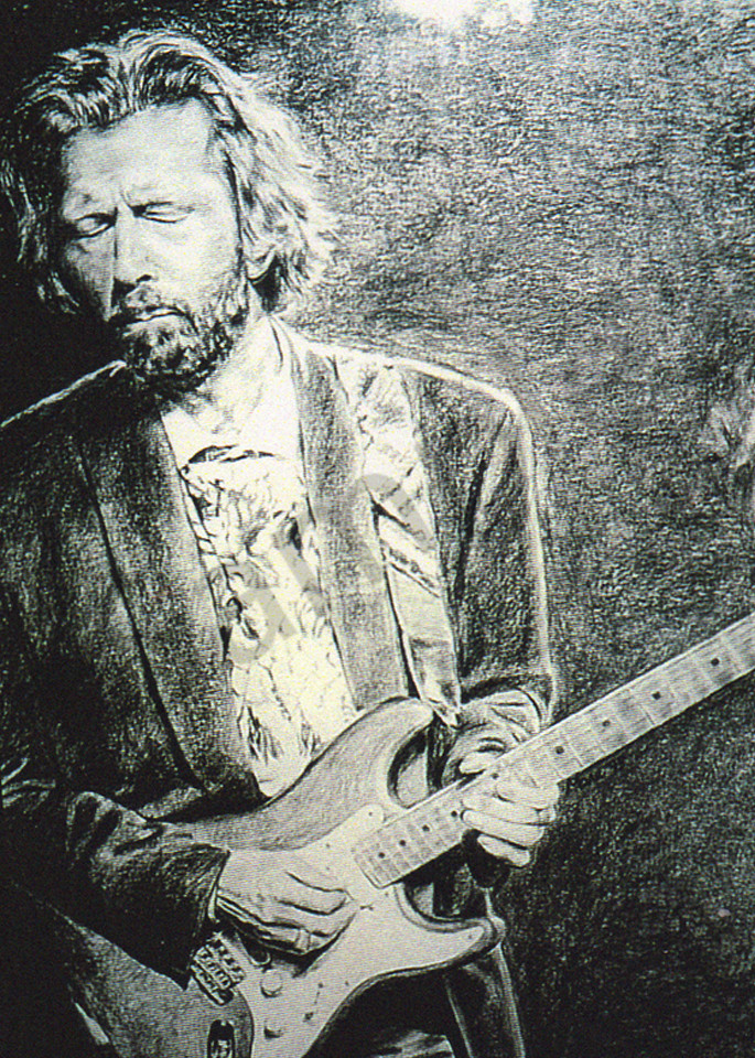 Eric Clapton portrait playing guitar