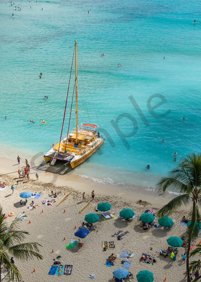 Waikiki Beach Catamaran photo for sale | Barb Gonzalez Photography