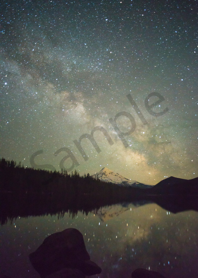 The Milky Way rising over Mt. Hood and Lost Lake, Oregon