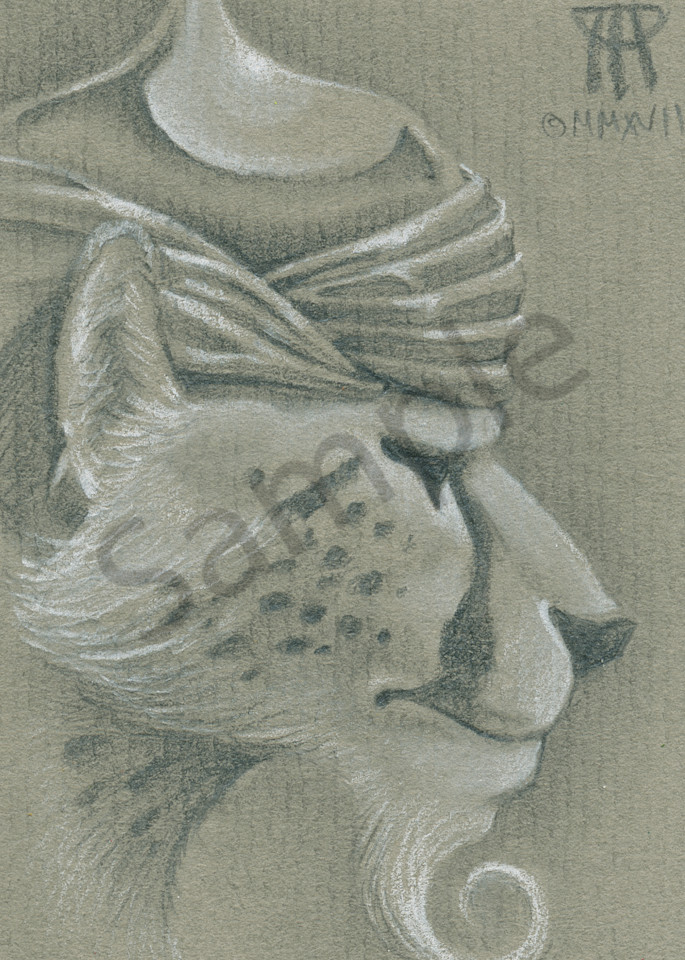 Small portrait of the cheetah from the Cat Warriors magic card drawn by Melissa A Benson