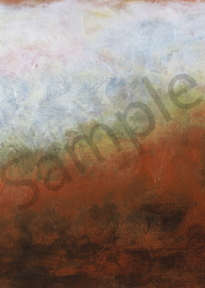Dreamscape 2 is an acrylic painting in peach, blue, and earth-tones. Art by Susan Kraft