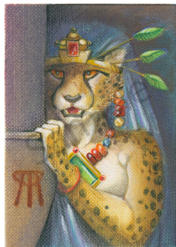 Secrets Overheard ACEO card with werecat eavesdropping.