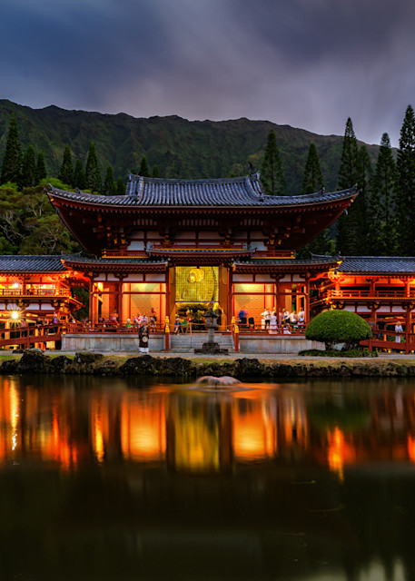 Scenic Hawaii Photography | Temple at Night by Peter Tang