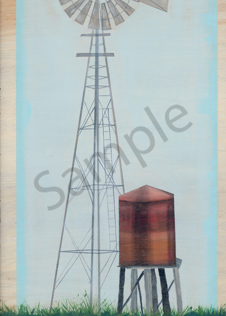 Painting of a Texas windmill landscape for sale as art prints.