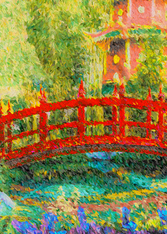 "Red Bridge, Japanese Garden" Art | Digital Arts Studio / Fine Art Marketplace