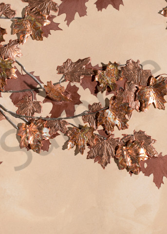 "The Colors of Life, Autumn" bas relief in metallic plaster and copper gilded leaf fine art for sale.