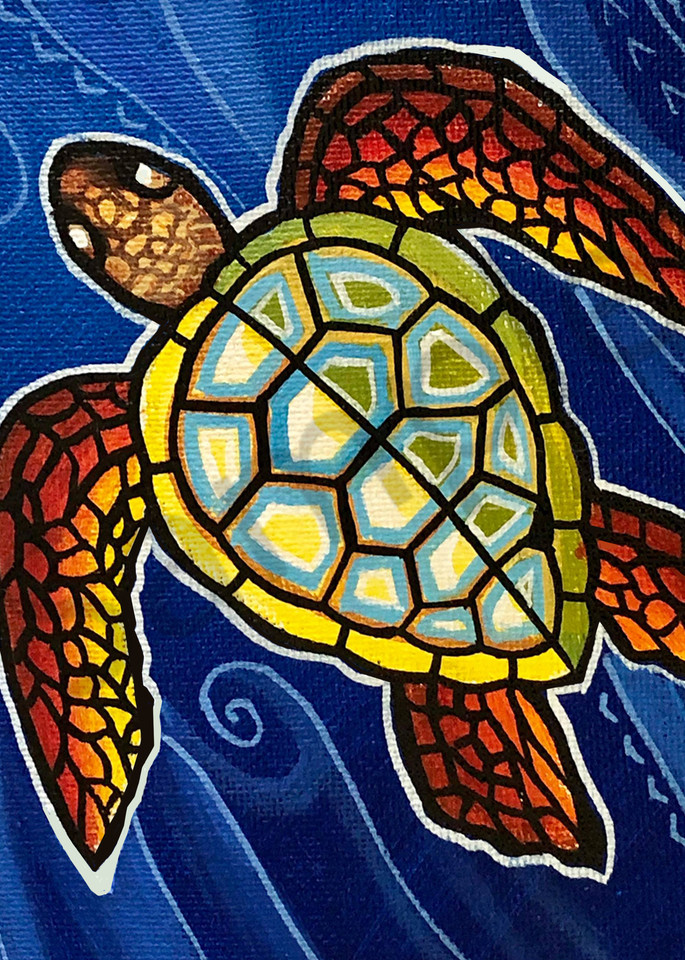 Polynesian Art | Green Turtle Flight by Mark Faulkner