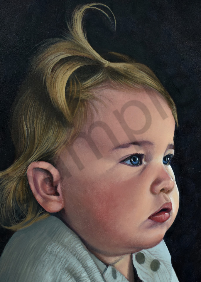 Oil portrait of a baby girl