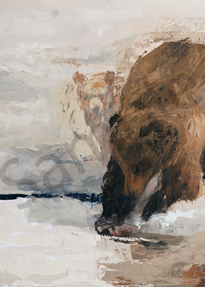 Sow And Cubs At Oxbow Bend Art | Mary Roberson