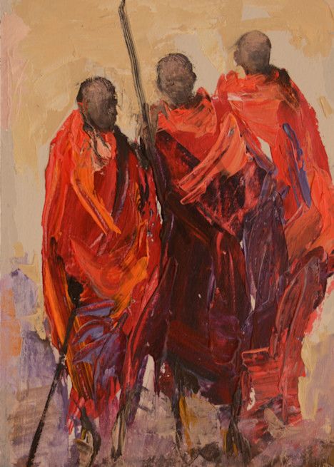 Three Maasai Warriors Art | Mary Roberson