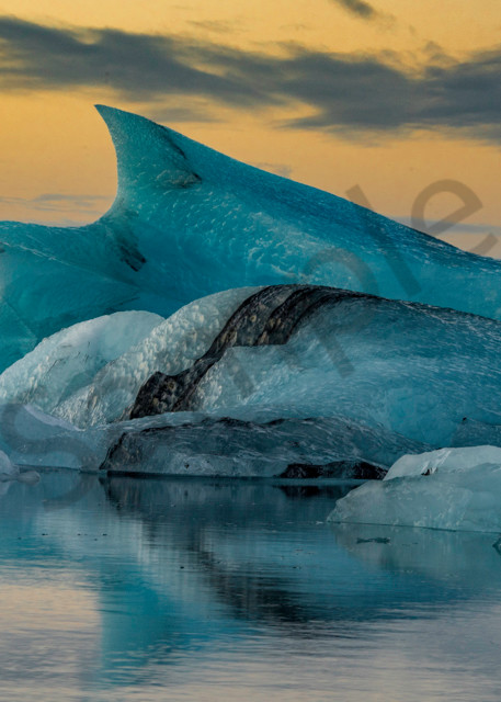 Orange and blue sunrise glacier