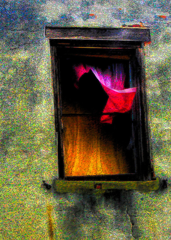 Pink Curtain Broken Window|Fine Art Photography by Todd Breitling
