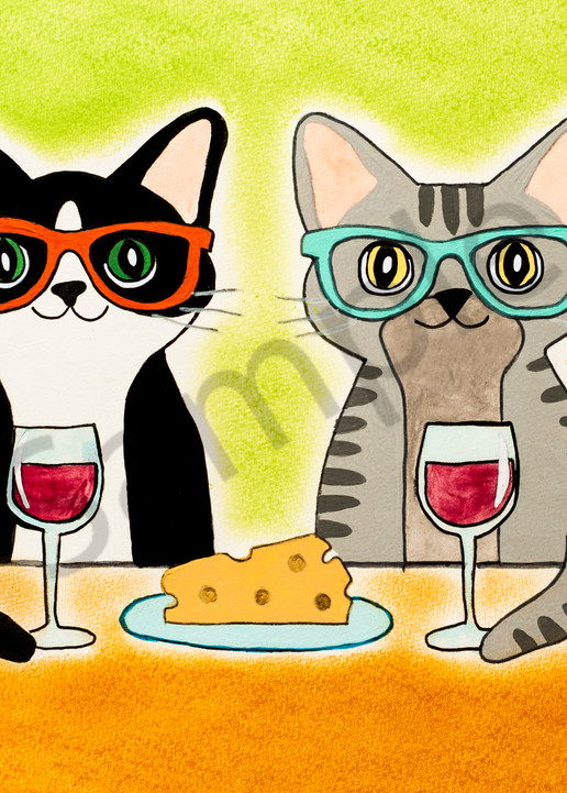 Wine And Cheese Cats Art | arteparalavida