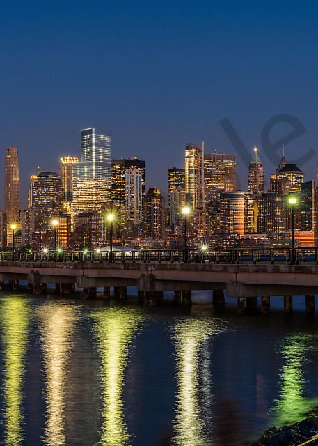 Reflections of Manhattan skyline