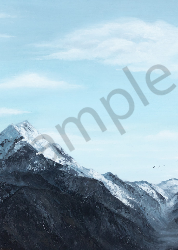 Rockies, mountainscape, Sawtooth, mountains, winter, cold, snow, clouds, birds, ice