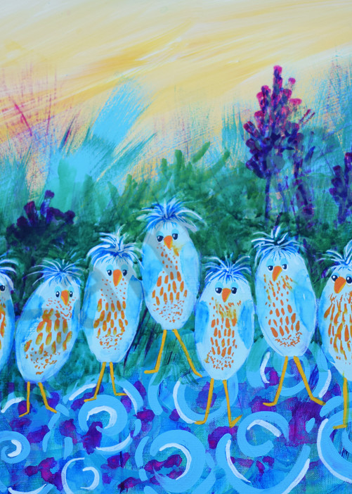 A Line Of Blue Birds  Art | Cathy Bader Mills Fine Arts