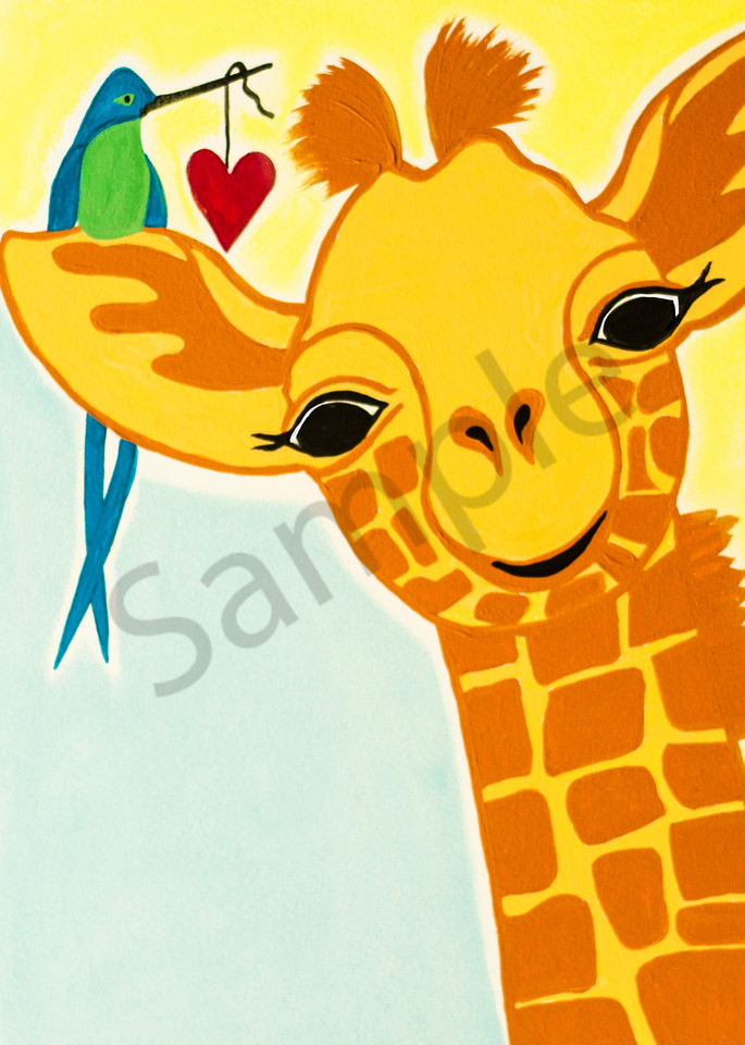 Giraffe And Bird Art | arteparalavida