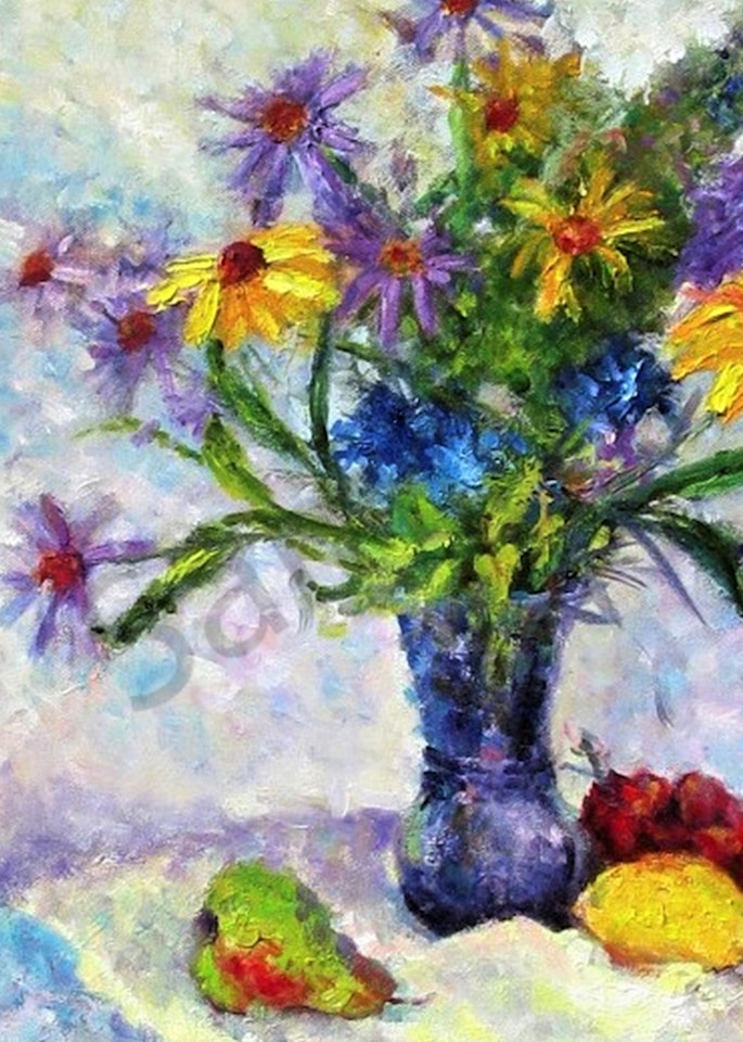 Purple Vase With Flowers And Fruit  Art | Al Marcenkus Art, LLC