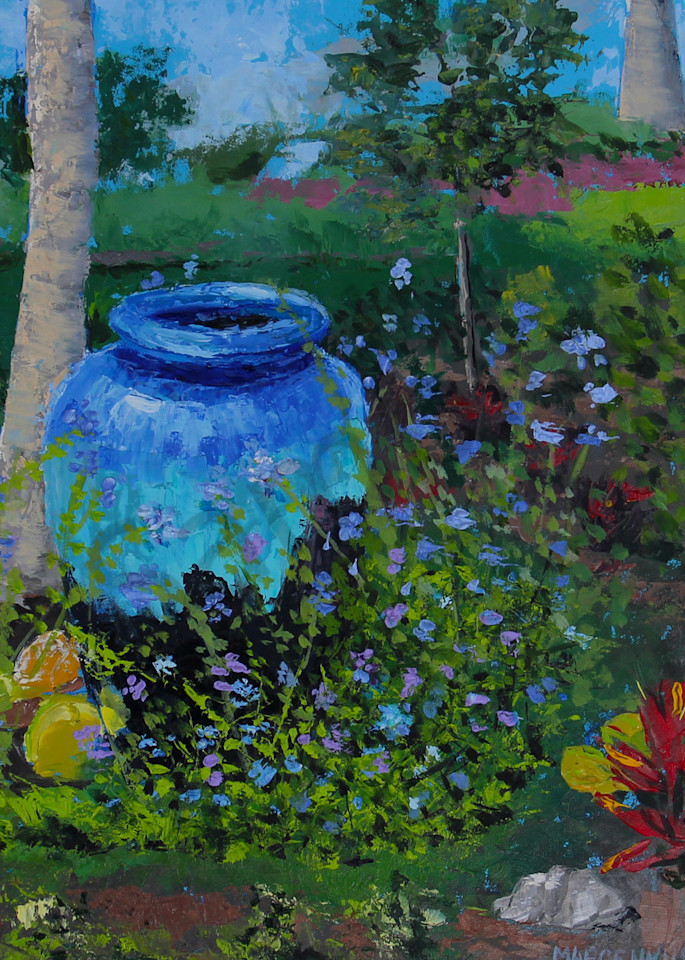 Blue Jar In The Garden  Art | Al Marcenkus Art, LLC