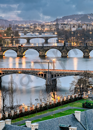 Print Art Prague The Czech Republic Bridges of Prague Panoramic