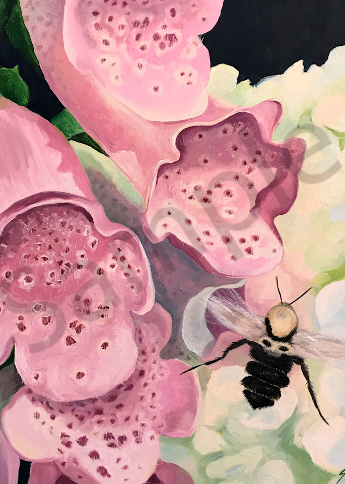 Foxgloves and the Bee Print,  Foxglove flowers, Bees