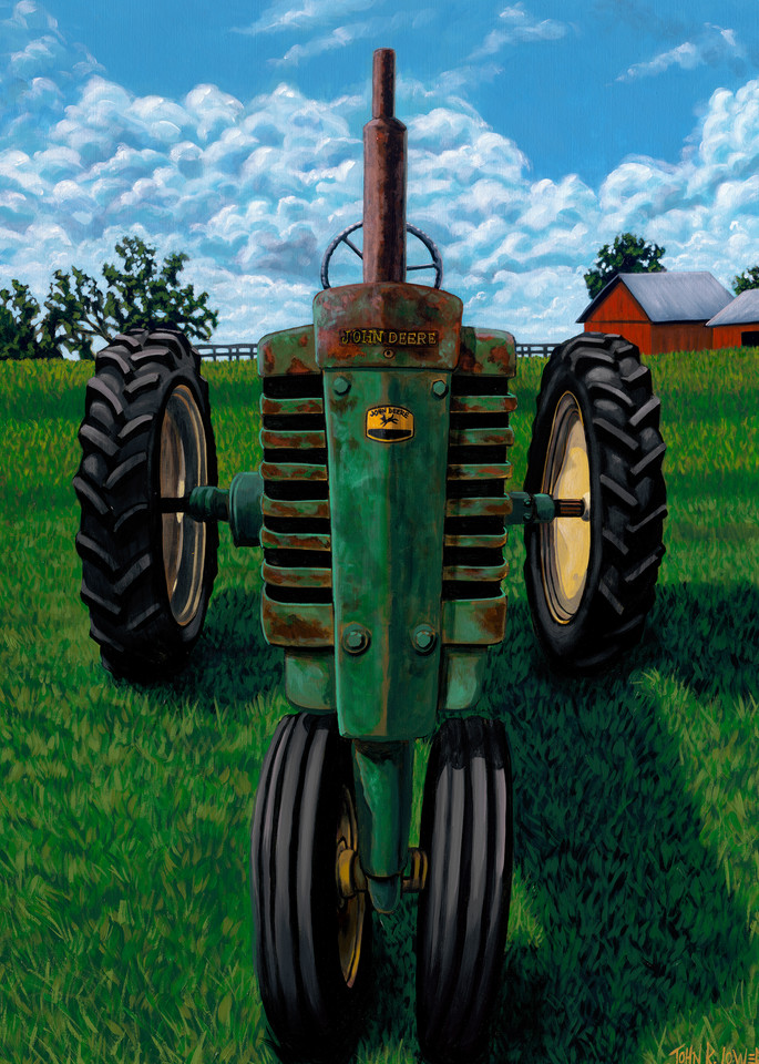 Original painting of old John Deere tractor available as art prints.