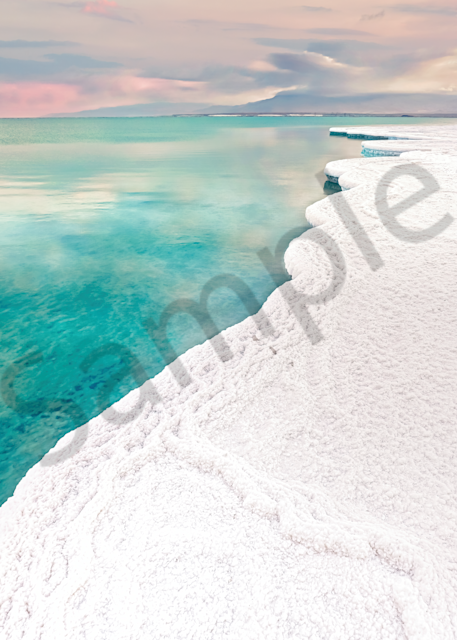 Art Print Dead Sea Israel Salt Beach and Morning Sun