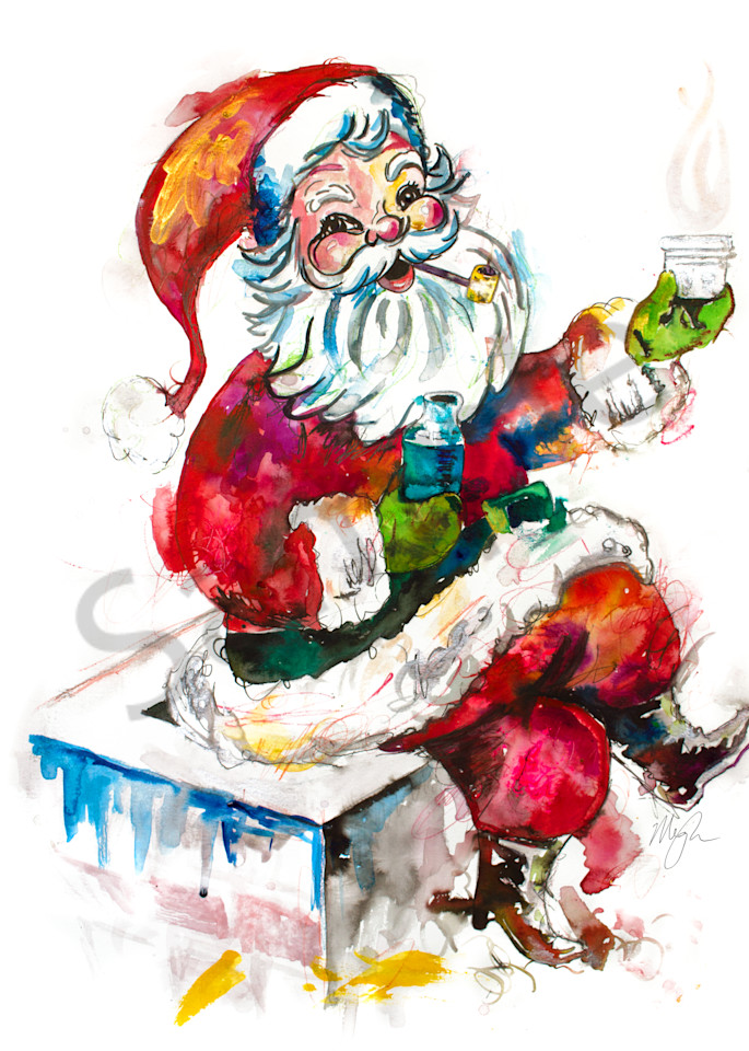 Santa is Chillin, Christmas artwork