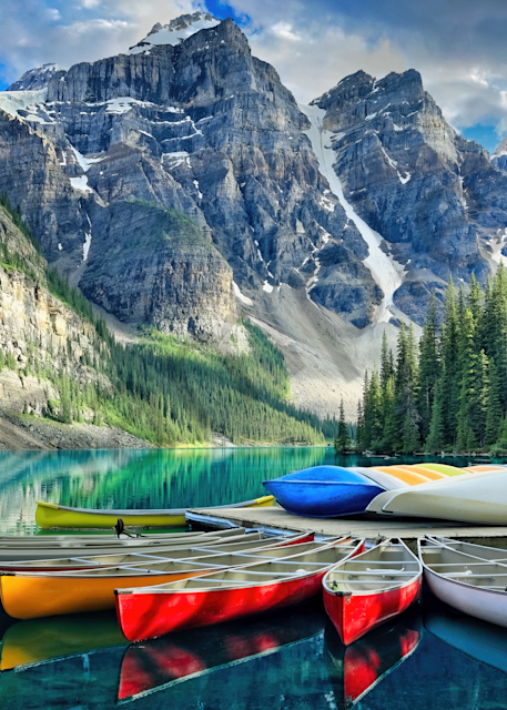 Art Print Moraine Lake Alberta Canada Canadian Rockies and Canoes