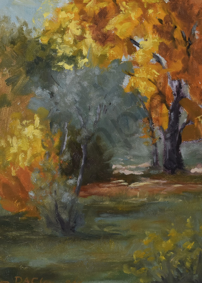 Autumn day oil painting by Debbie Clay