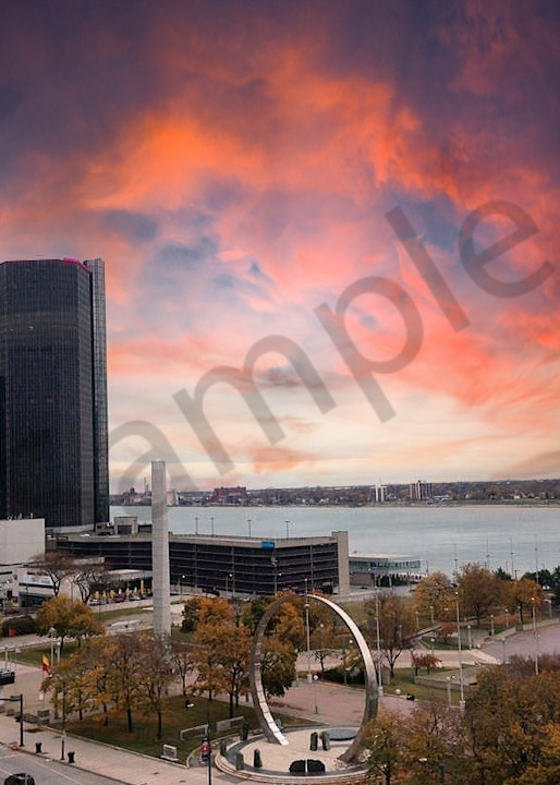 Detroit Waterfront Sky Photography Art | Hood Photoworks LLC