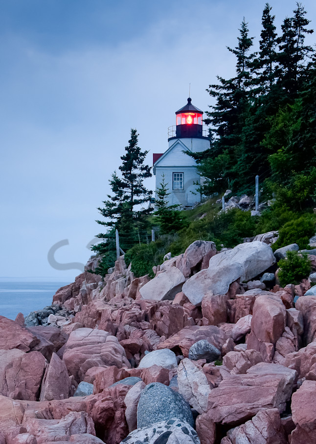 Coastal Wall Art: Lighthouse on a Rocky Shore
