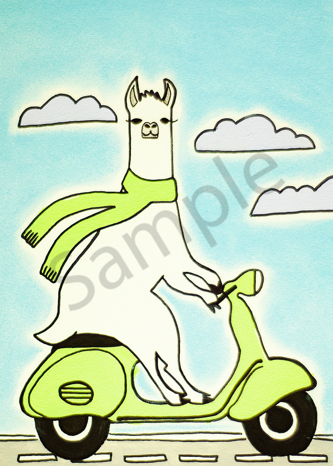 Moped Llama Art | arteparalavida