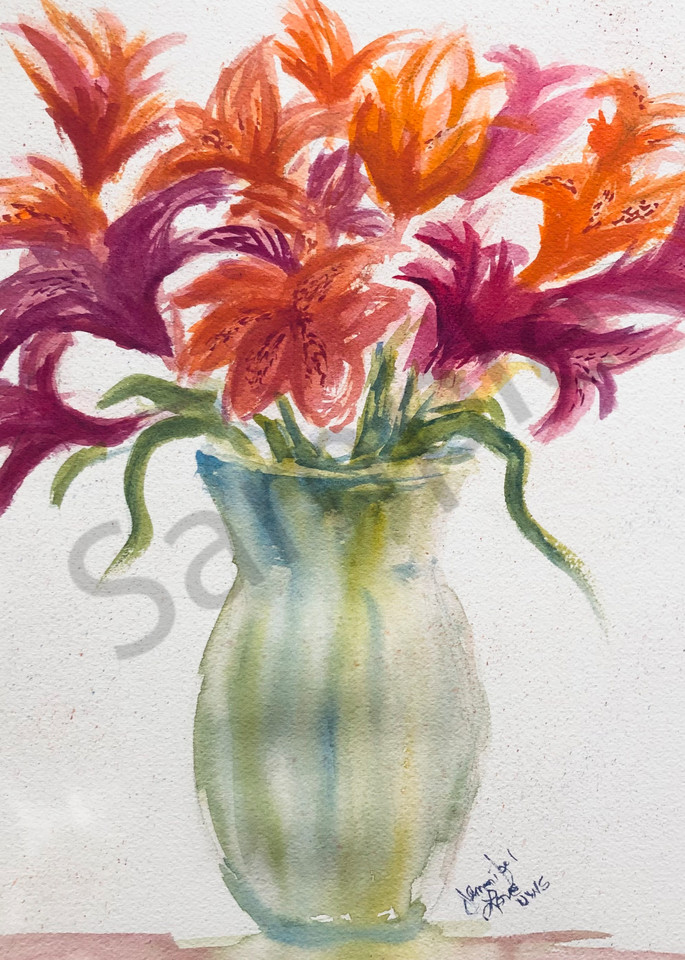 Artsy-Soupy Alstros flowers painting watercolor print